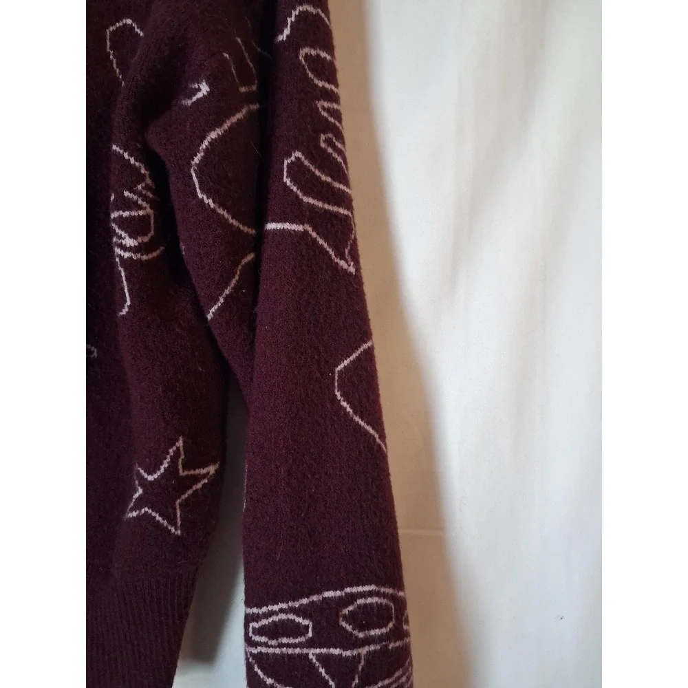 SO Maroon Printed Cropped Cardigan Junior Size XS - Picture 4 of 6